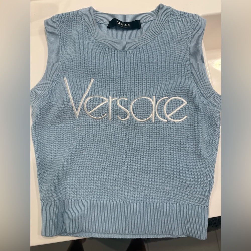 Versace Sky Blue Knit Top